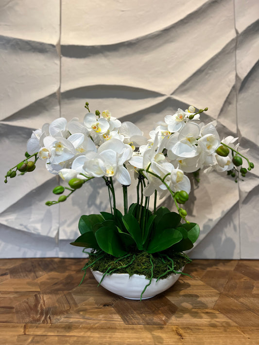 White Real Touch Orchid Arrangement