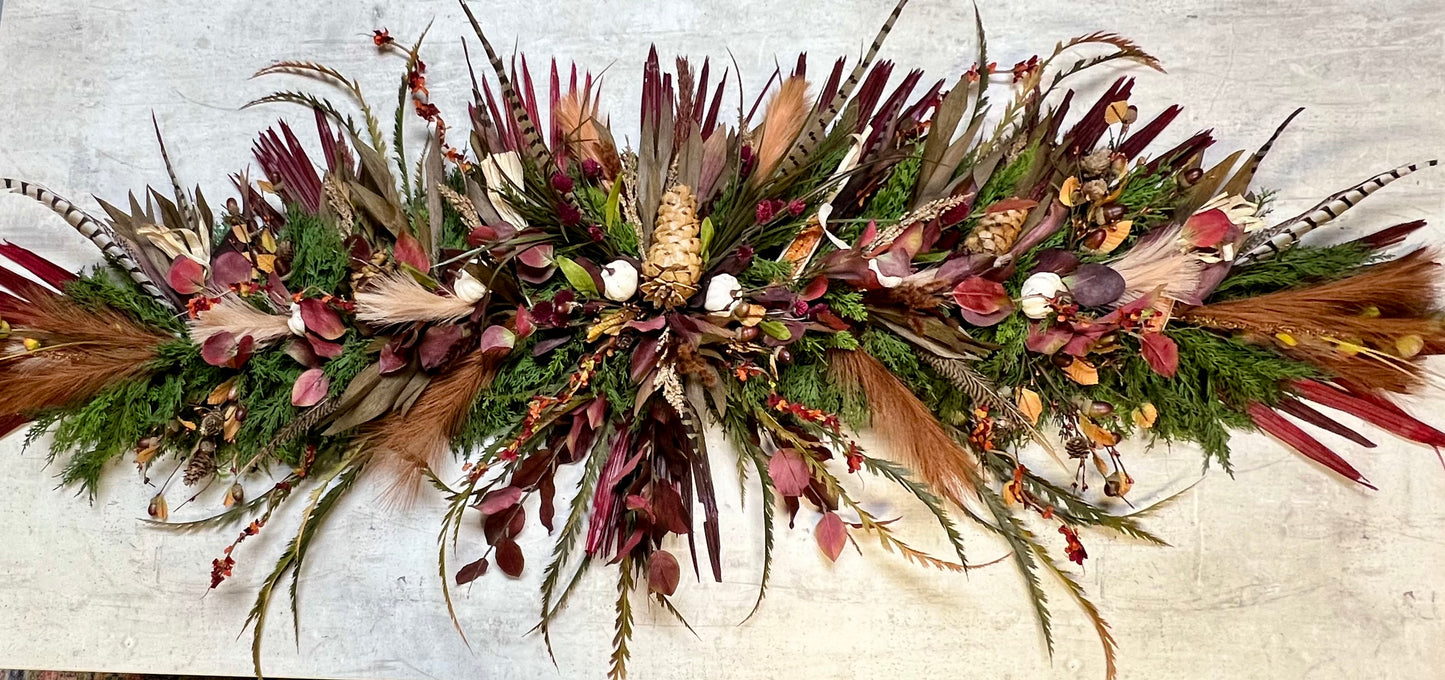 Harvest Feather Garland With Matching Wreath