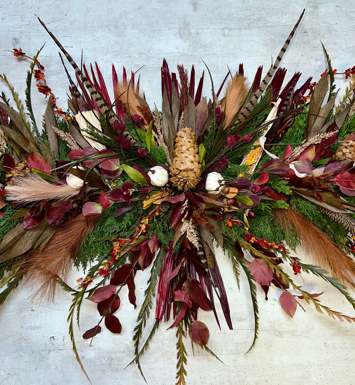 Harvest Feather Garland With Matching Wreath