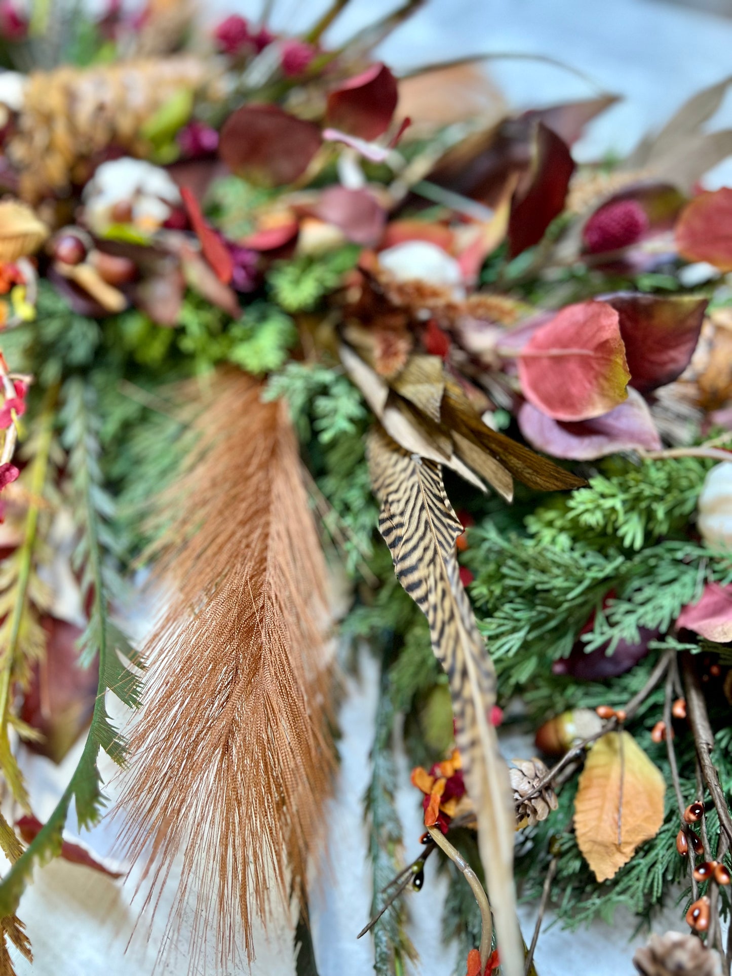 Harvest Feather Garland With Matching Wreath