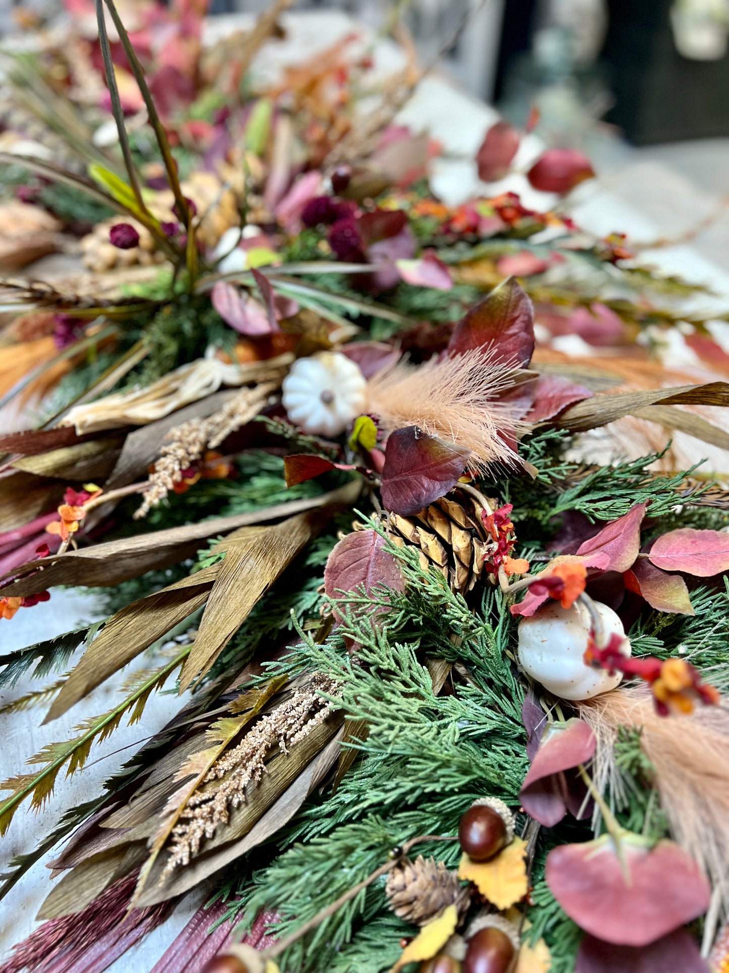 Harvest Feather Garland With Matching Wreath