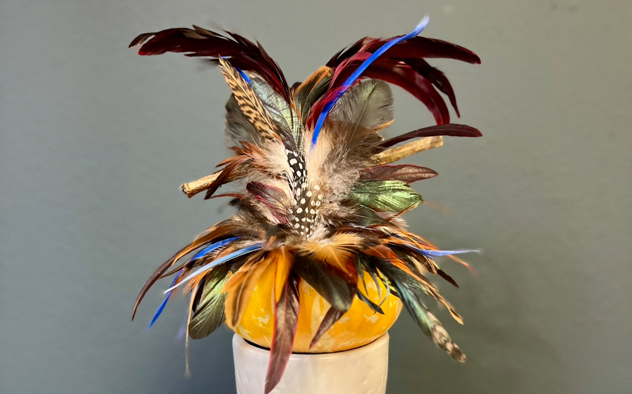 Fall Feather Pumpkin Centerpiece