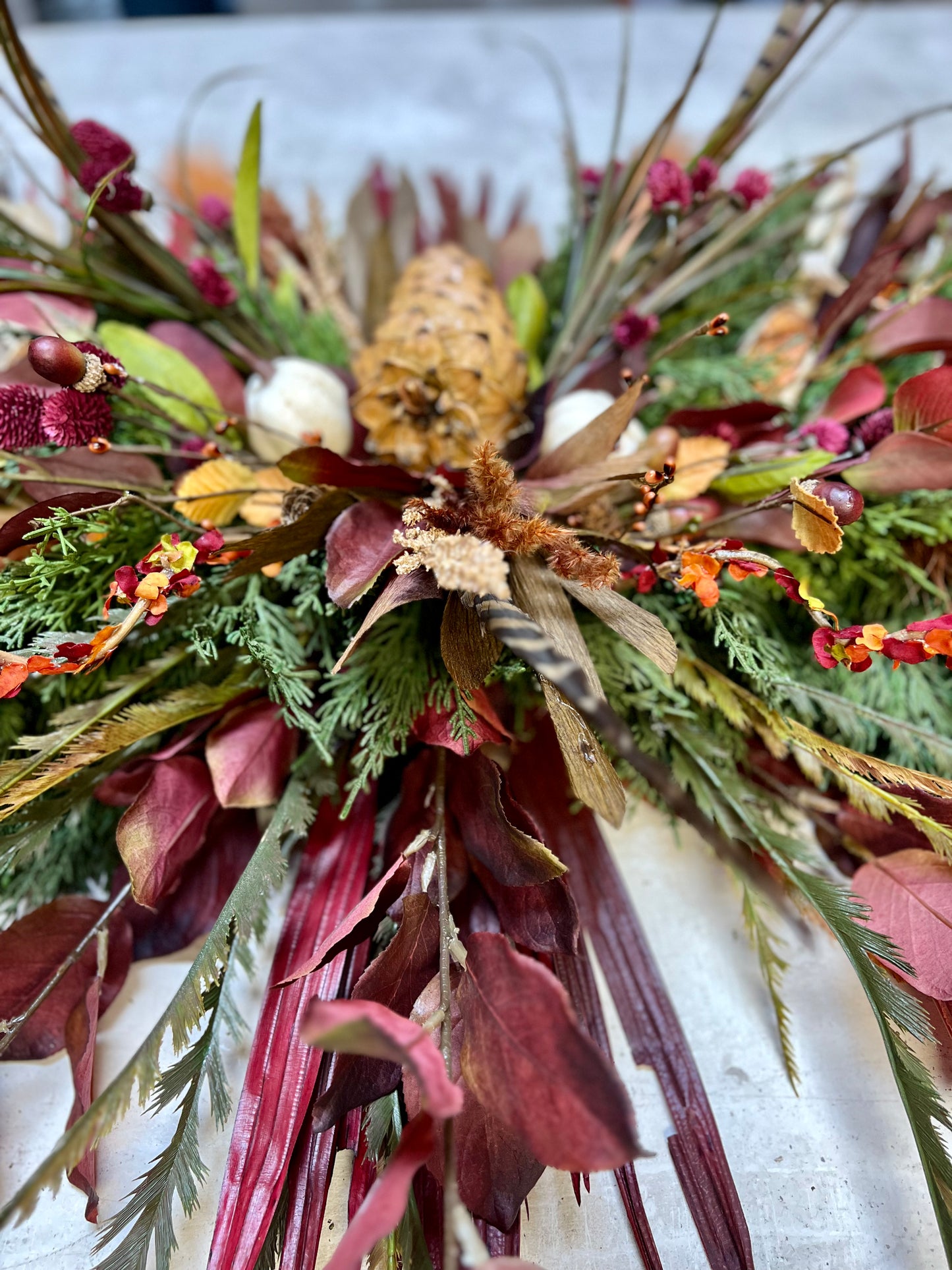 Harvest Feather Garland With Matching Wreath