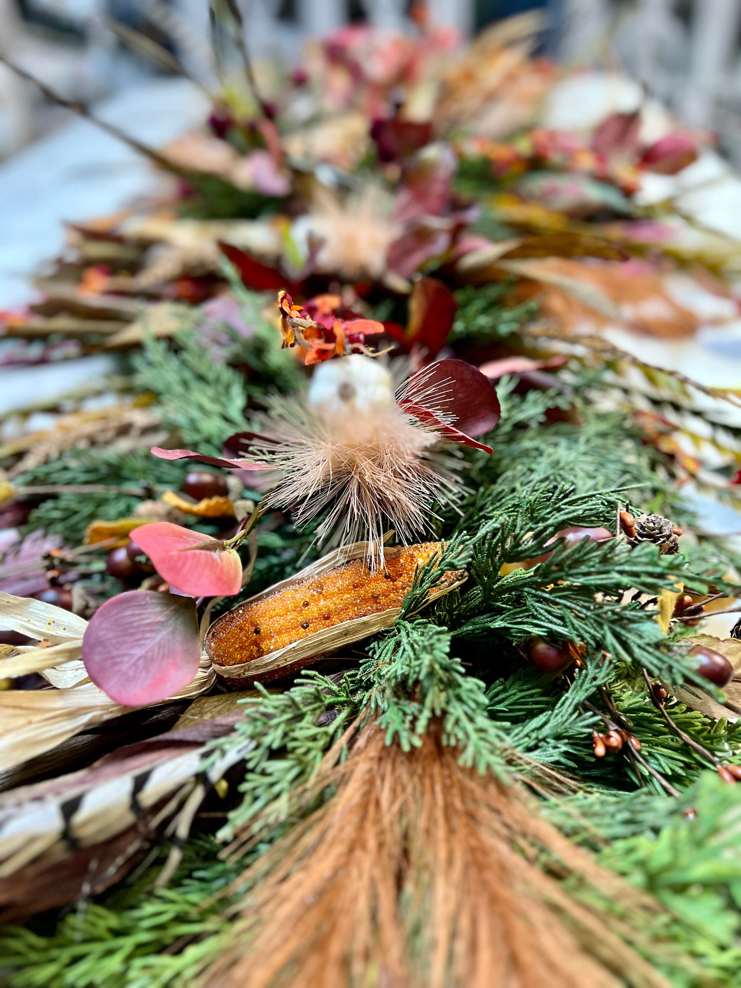 Harvest Feather Garland With Matching Wreath