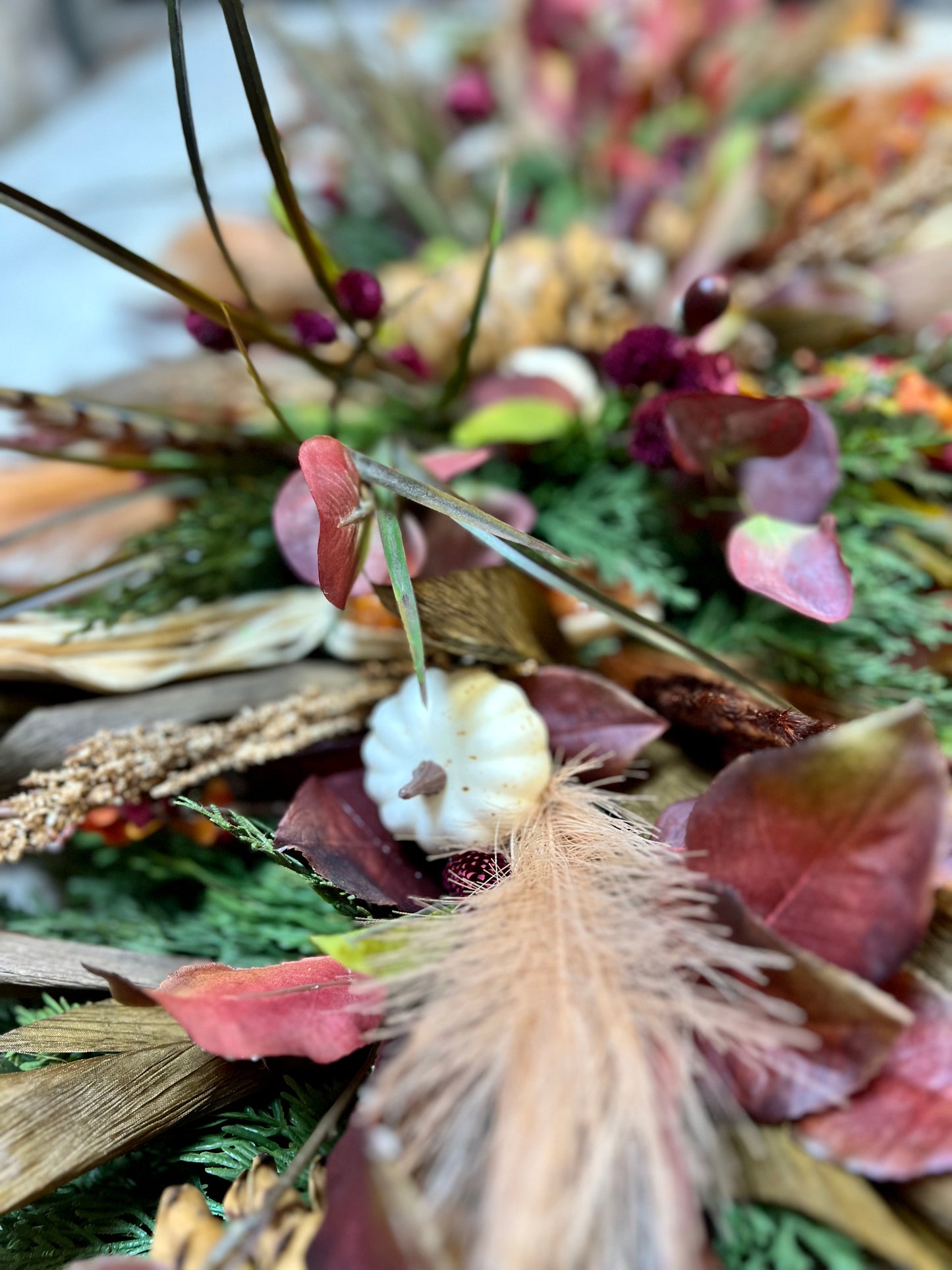 Harvest Feather Garland With Matching Wreath