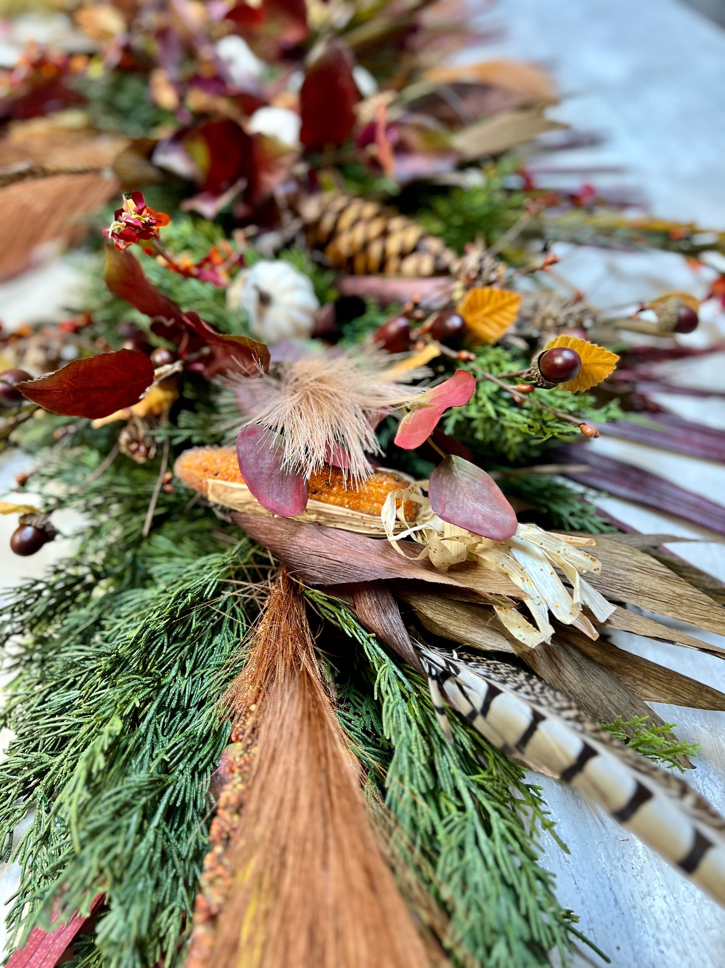 Harvest Feather Garland With Matching Wreath