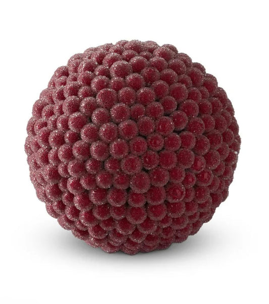 Icy Red Berry Ball Ornaments 5.25”