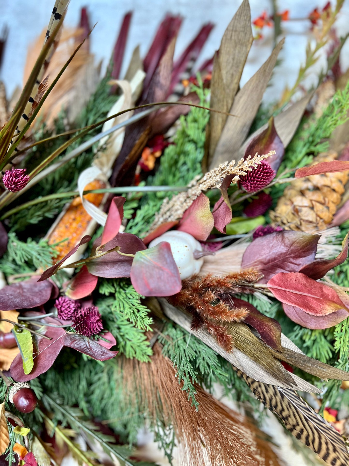 Harvest Feather Garland With Matching Wreath