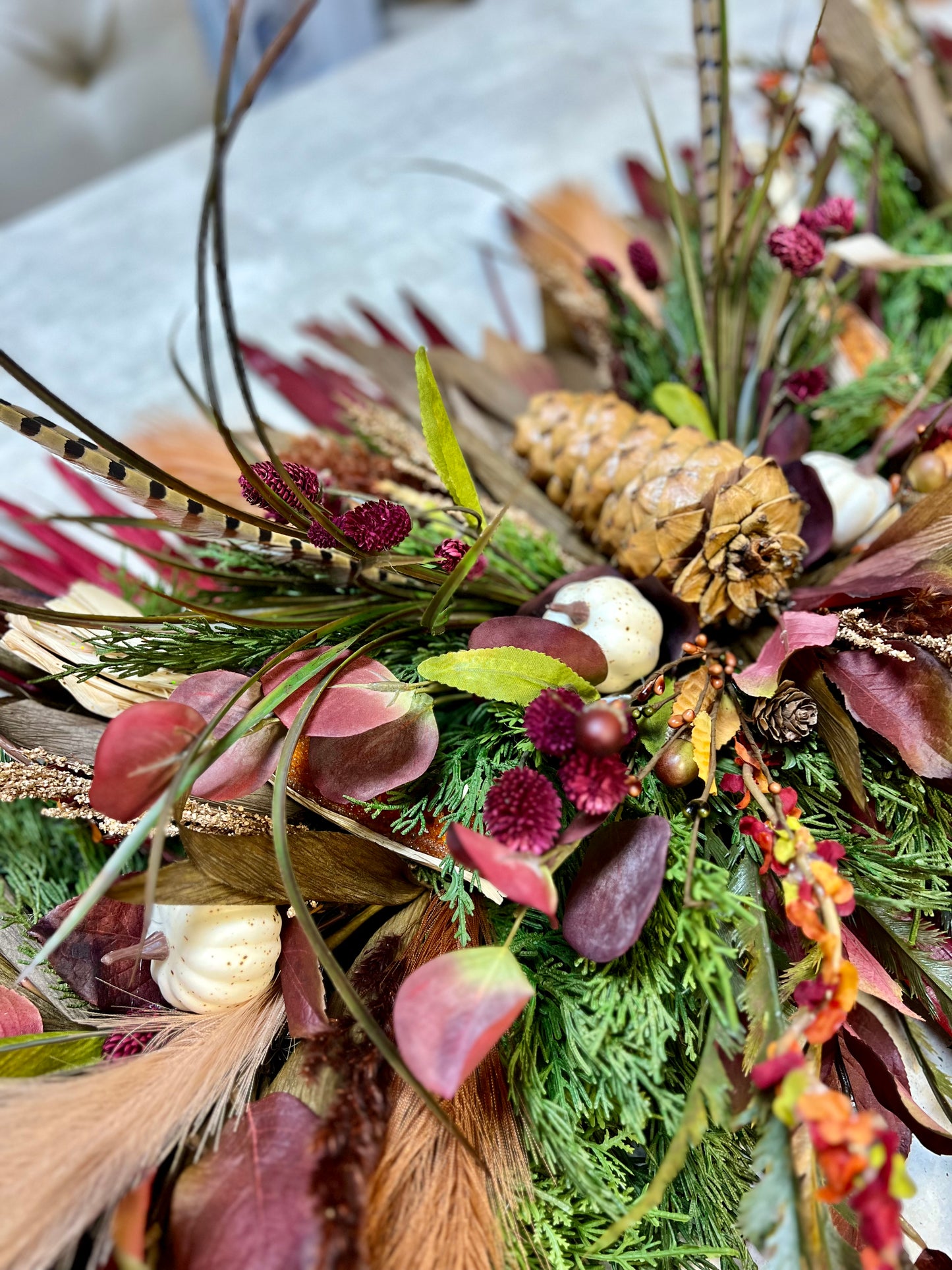 Harvest Feather Garland With Matching Wreath