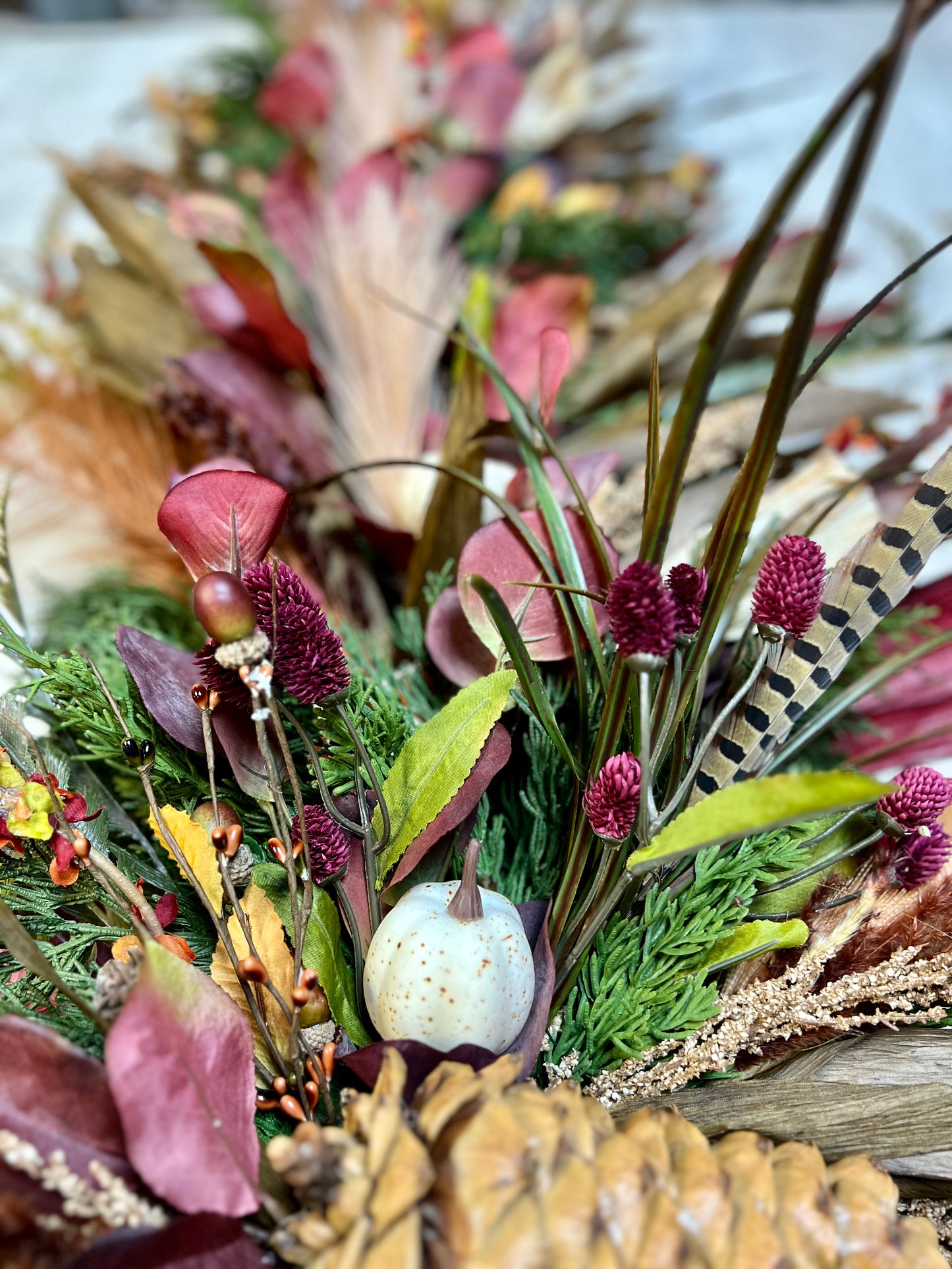 Harvest Feather Garland With Matching Wreath