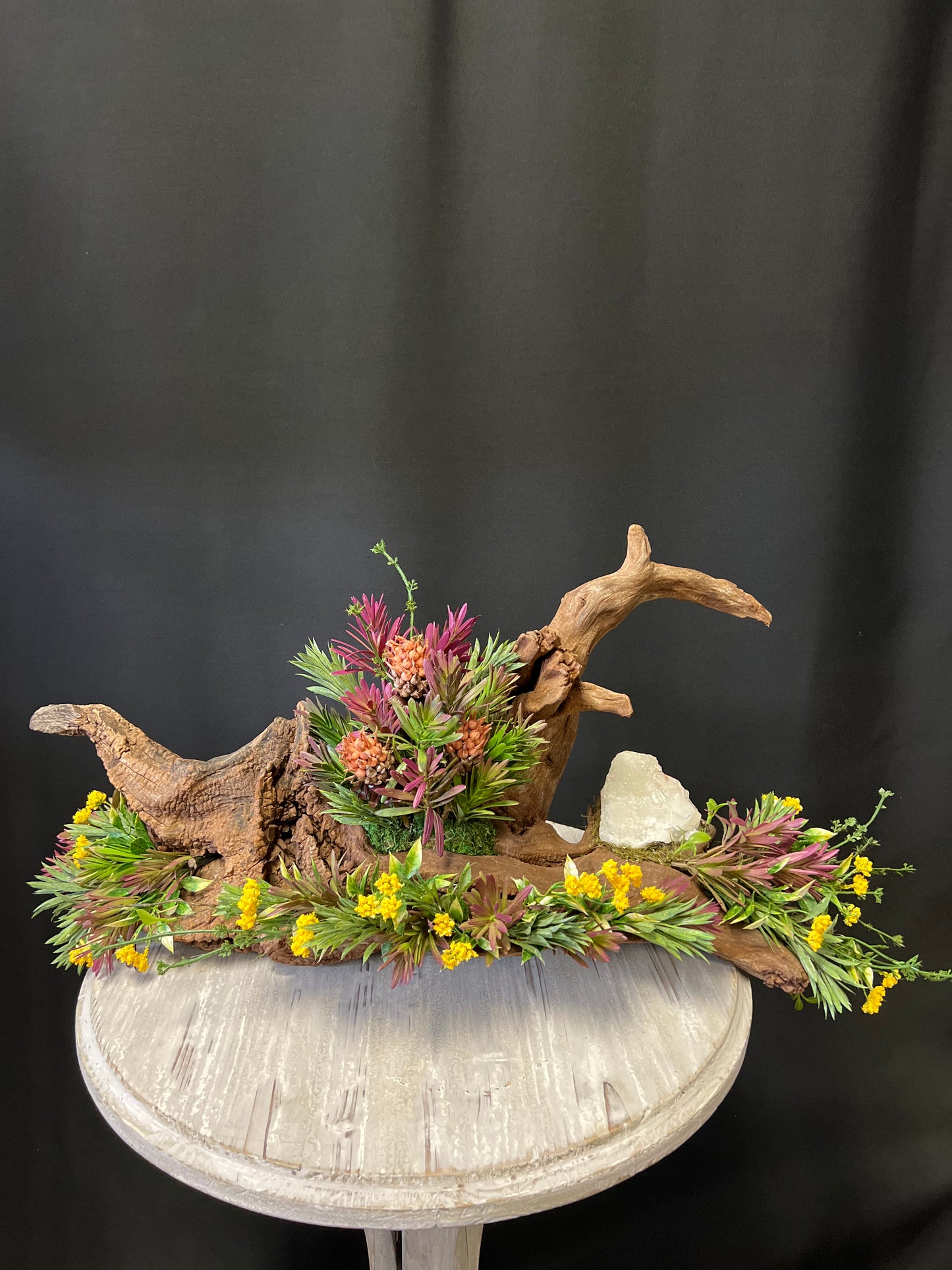 Driftwood Arrangement with Small White Geode