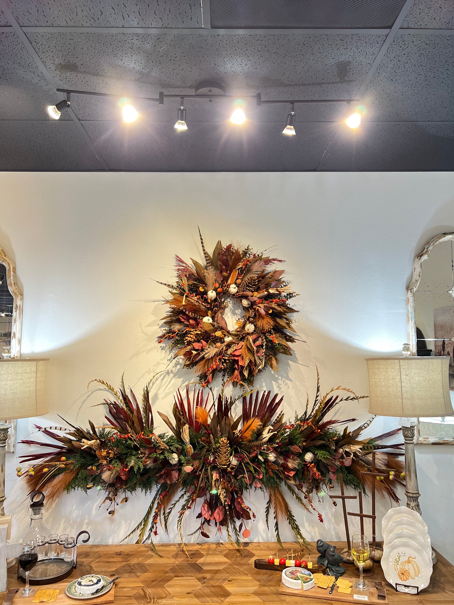 Harvest Feather Garland With Matching Wreath