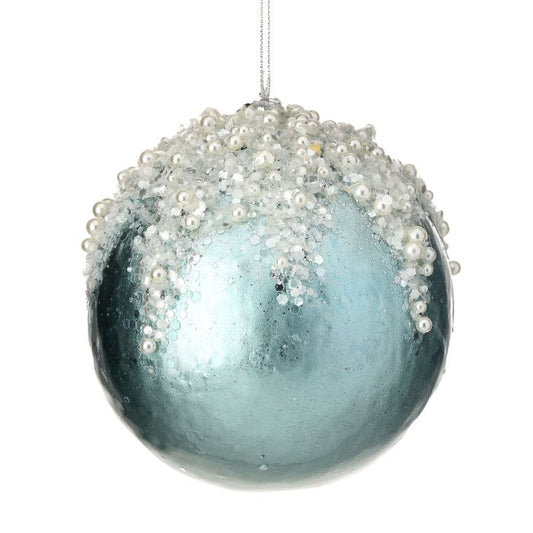 PEARL/CRYSTAL ENCRUSTED BALL ORNAMENT 5"