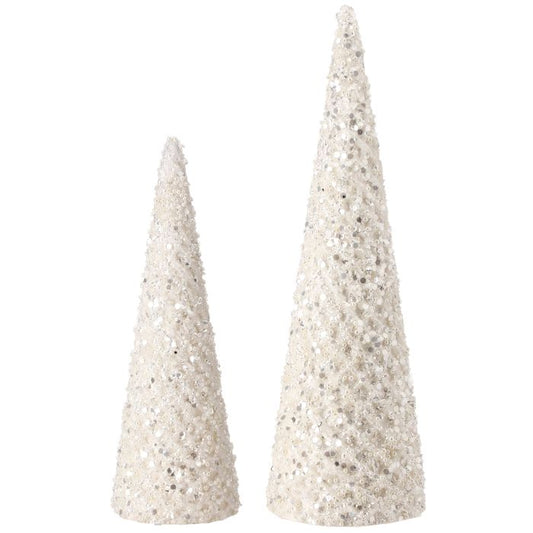 GLITTER W/PEARL PATTERNED TREE SET/2 14-18"