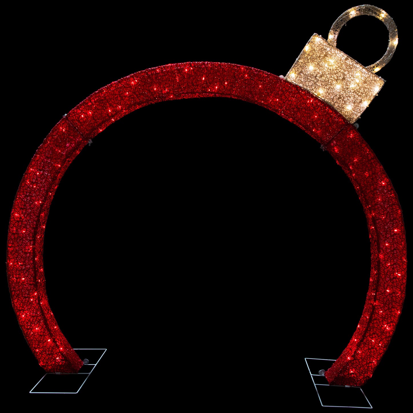 4.25' Red LED Lighted Ornament Arch Outdoor Christmas Decoration - Warm White Lights