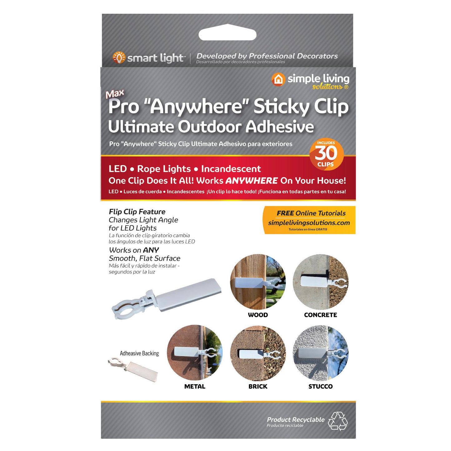 25ct Anywhere Outdoor Sticky Adhesive Clips